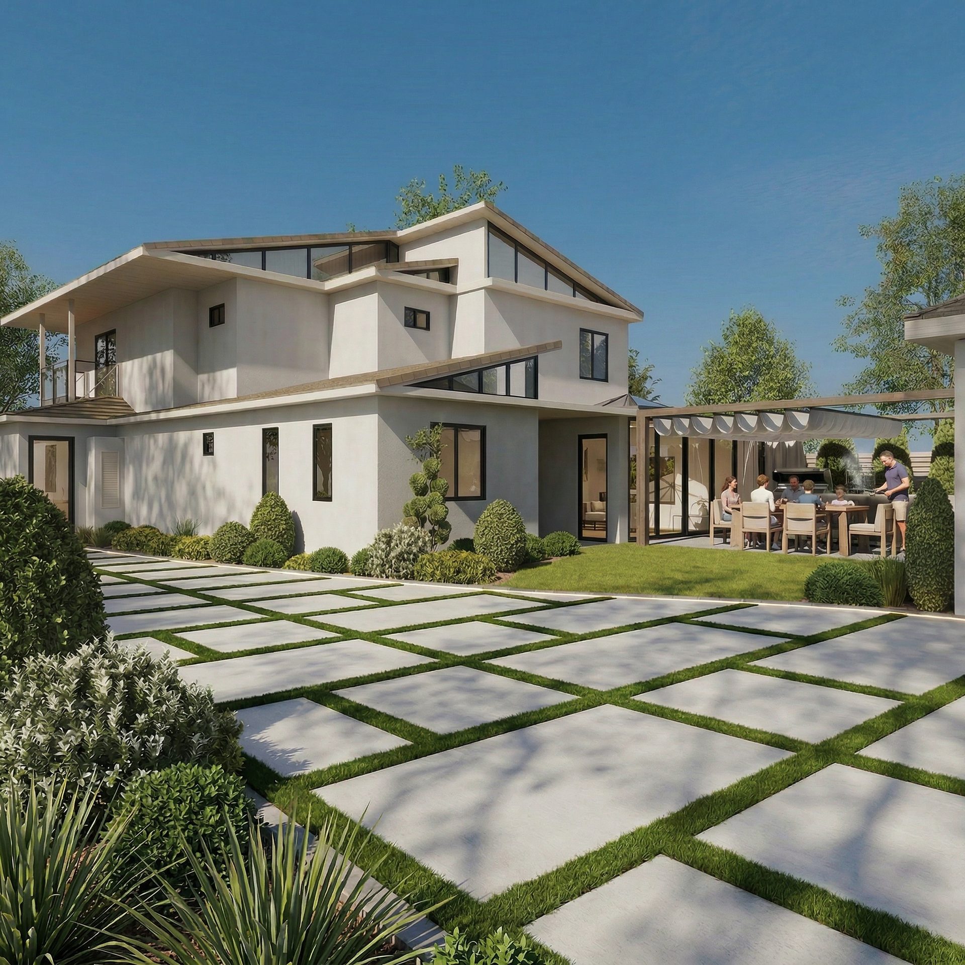 Family in courtyard