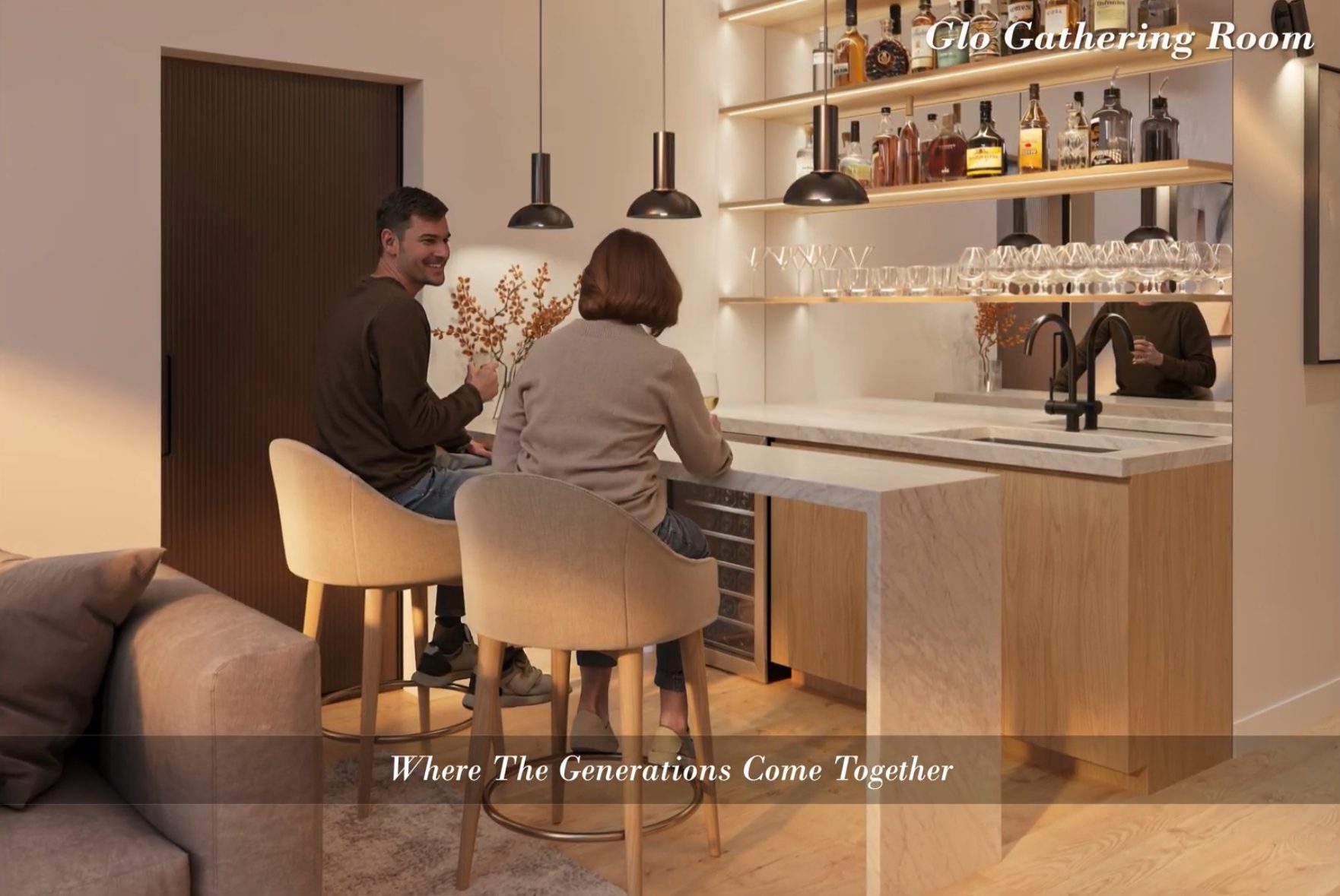 Gathering room bar